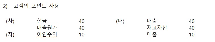 K-IFRS 기준에 따른 포인트 사용 시 이연수익의 매출 전환 회계처리 분개 사례